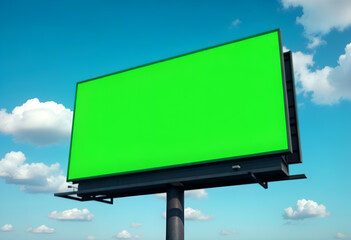 Obraz premium A green advertisement billboard in an open sky, perfect for branding and promotional use. Generative AI