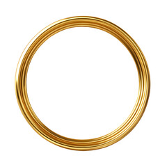Luxurious and elegant golden round frame isolated on transparent background, ideal for elevating visual projects