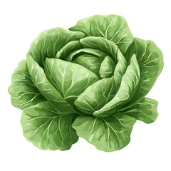 Obraz premium Realistic illustration of a fresh green cabbage, isolated on a transparent background, perfect for food and health-related projects