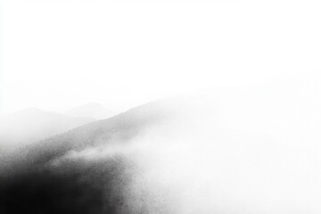 Fototapeta premium Minimalistic charcoal landscape art with misty mountain silhouettes