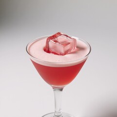 A classic cosmopolitan cocktail splashes alone against a white background Isolated
