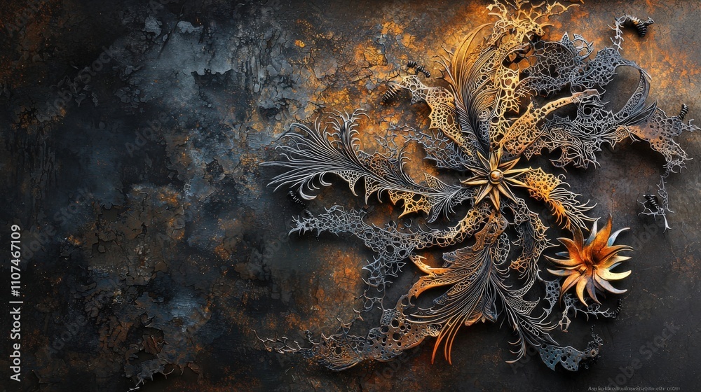 Aufkleber artistic metal bookmark intricately designed with abstract patterns studio setting close-up photogra