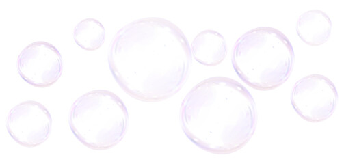 Soap bubbles on a white background, painted in watercolor. PNG	
