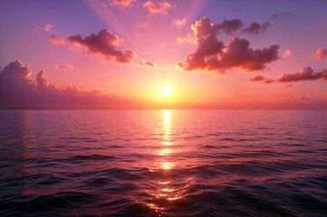 Fototapeta premium Breathtaking sunset over serene ocean, tranquil vivid colors