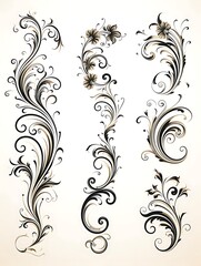 Elegant floral swirls and flourishes design elements.