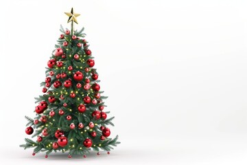 Obraz premium Festive christmas tree with red ornaments and star