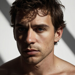 Fototapeta premium A monochrome, blurred portrait emphasizing light and texture.