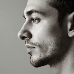 Obraz premium A monochrome, blurred portrait emphasizing light and texture.