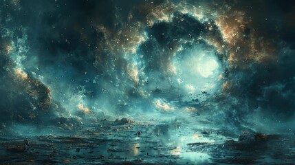 Fototapeta premium Large spiral shaped cloud formation in the sky