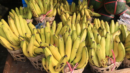 Fresh banana fruits for sale in the street Indonesia market. © Aufa Fahmi 