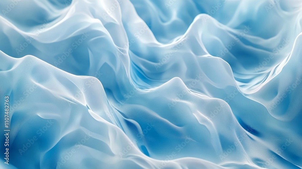 Poster abstract technology background featuring dynamic blue ice waves with flowing digital patterns and sm