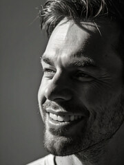 Obraz premium A monochrome, blurred portrait emphasizing light and texture.