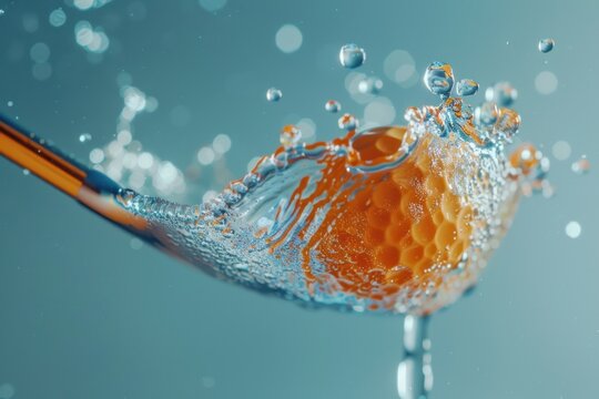 golf club hits ball, close up shot, advertising shoot golf club