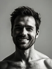 A monochrome, blurred portrait emphasizing light and texture.