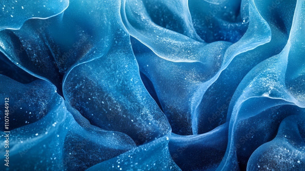 Poster abstract technology background featuring dynamic blue ice waves with flowing digital patterns and sm