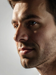 Obraz premium A monochrome, blurred portrait emphasizing light and texture.