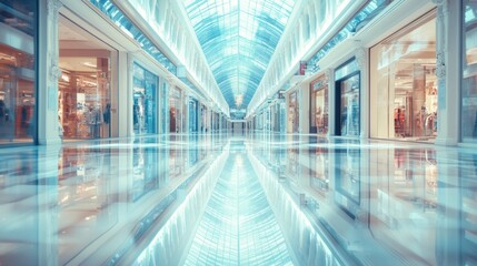 Interior view of a shopping mall center