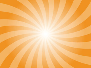 Obraz premium Carrot orange sunburst background. Radial retro glowing rays banner. Abstract retro whirlwind starburst vector abstract background. Twisted radial illustration.