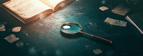 Tilted angle view of a shadowy detective novel cover