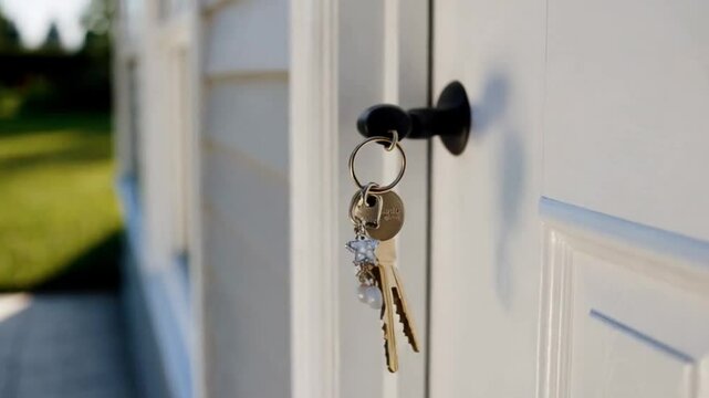 Porta com chaves na fechadura.