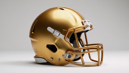 Fototapeta premium A 3D golden football helmet against a solid backdrop gold helmet render
