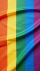 Rainbow flag against white background symbolizing equality for the LGBTQ community featuring various representations of lesbians gays bisexuals transgender and transsexuals in a top view design