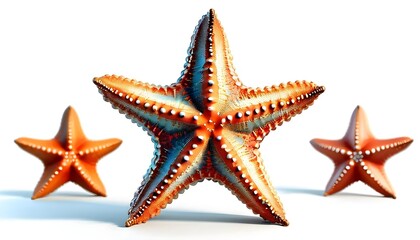 4k quality red starfish on white background
