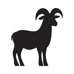 Obraz premium Goat with horns silhouette vector illustration