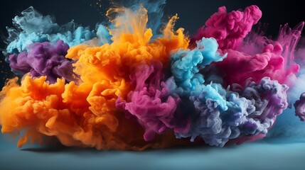 Obraz premium Happy Holi colorful background. Festival of colors, colorful rainbow holi paint color powder explosion isolated white