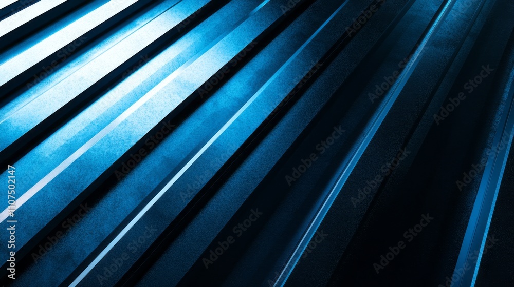 Poster abstract technology background with blue and black gradient light patterns, featuring a sleek metall