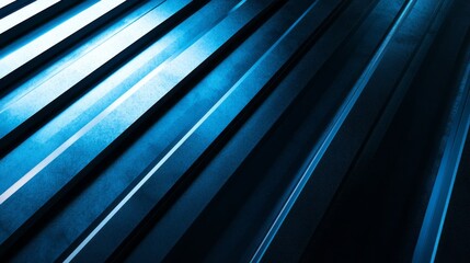Fototapeta premium Abstract technology background with blue and black gradient light patterns, featuring a sleek metallic texture and diagonal lines for a modern and clean high-tech design, perfect for digital wallpaper