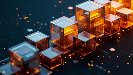 Abstract orange and blue background. Generative