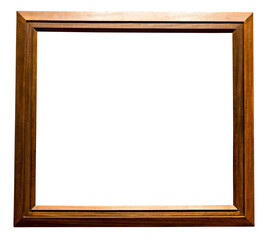 wide brown wooden painting frame isolated