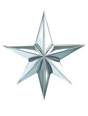 Obraz premium Silver Star: A single, five-pointed silver star shines brightly against a clean background, its reflective surface catching the light in a captivating display. A symbol of hope, guidance.