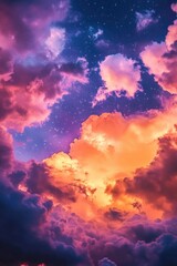 Fototapeta premium Cloudy night sky with stars