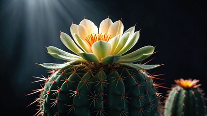 Fototapeta premium A closeup of a cactus flower blooming