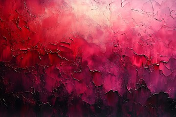 Fototapeta premium Abstract Painting of Red and Pink Hues with Textured Brushstrokes