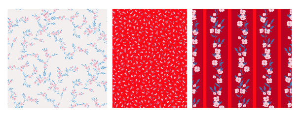 Seamless spring vector pattern with floral motif for dress fabric	
