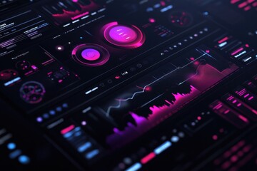 Fototapeta premium Visual display of information management and illustrations on a dark background