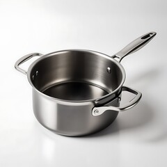 Saucepan kitchen instruments tools dark selver or black metal body color transparent or white background  image