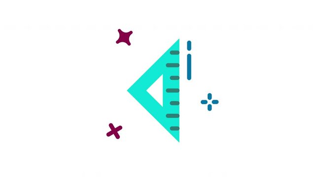 Animated triangle ruler icon . Seamless looping video with alpha channel on transparent background