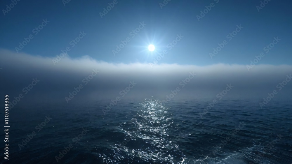 Wall mural a tranquil view of the ocean with a clear blue sky