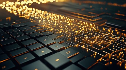 Obraz premium Innovative technology showcase digital workspace abstract imagery futuristic environment close-up view creative concept