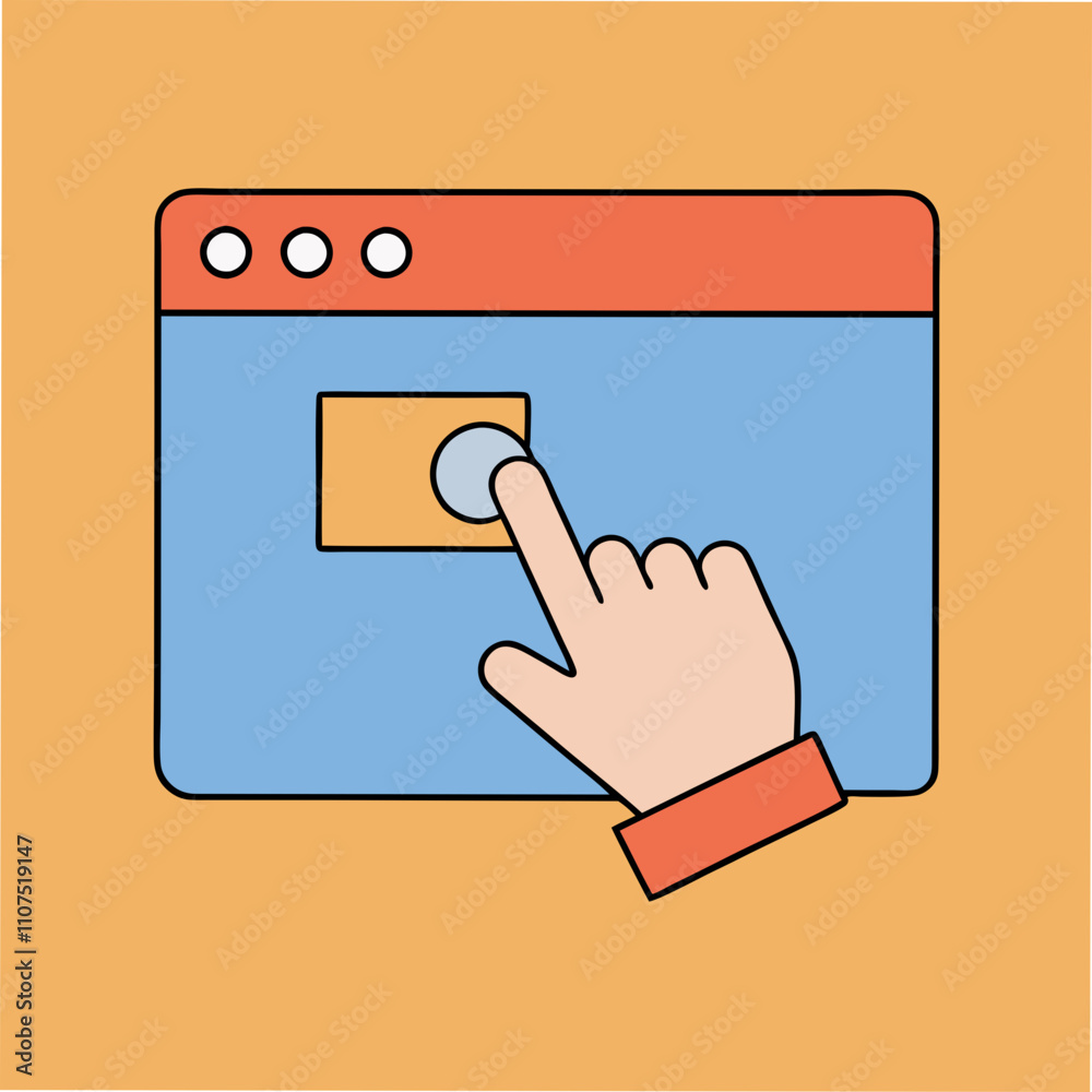 Fototapete Digital Interface Hand Clicking Web Browser Button Action