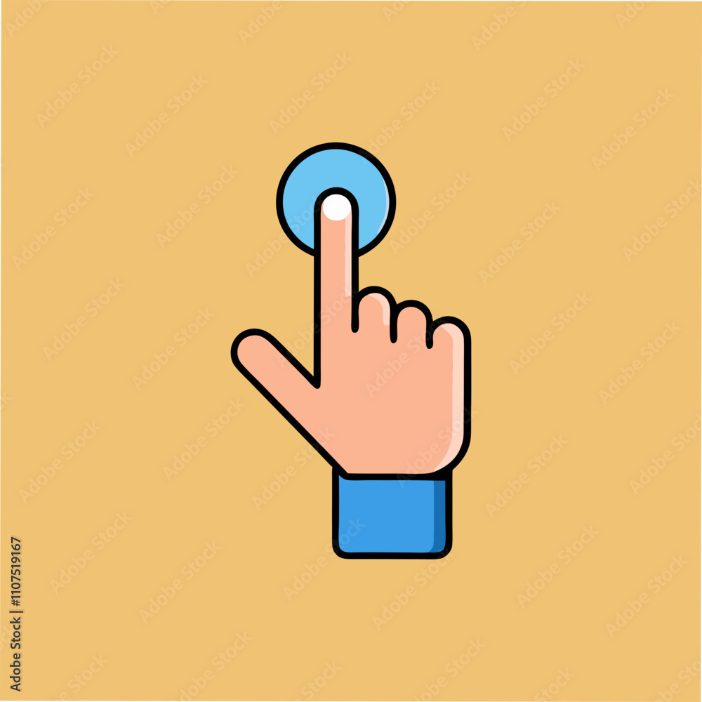 Fototapete Hand Touching Button Interface Design Element Click Action