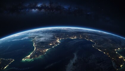 Obraz premium 3D rendering Earth from space against the background of the starry sky