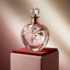 Luxurious style perfume bottle, round design shape, made by glass and steel.