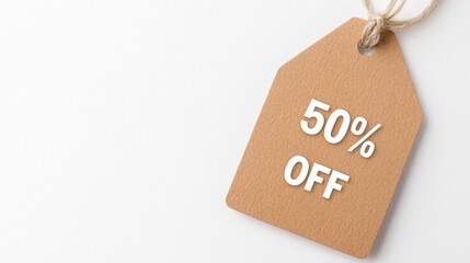 Discount Promotion Tag with 50% Off Sale Offer for Shoppers