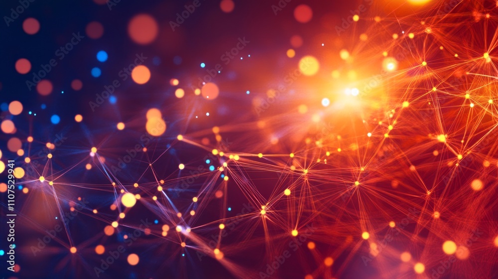 Poster abstract 4k digital data technology background featuring a futuristic plexus network with low poly s