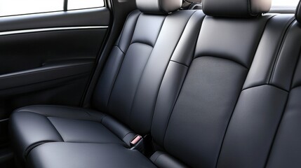 Luxurious Black Leather Car Backseat Interior with Modern Design